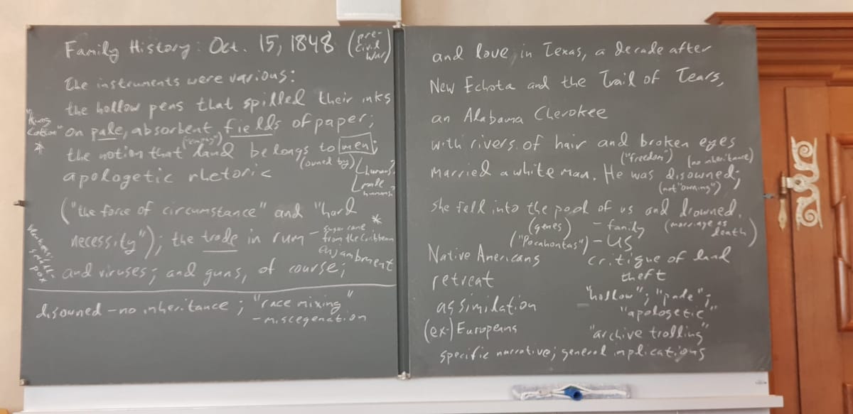 "pale, absorbent fields of paper": A blackboard on Geoffrey Brock's "Family History: Oct. 15, 1848"